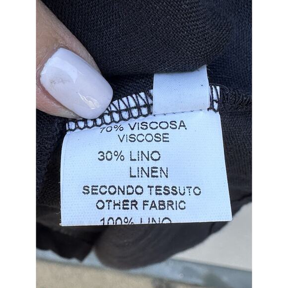 Whyci Milano Women Lagenlook Black Linen Cocoon Style Dress Sz 42 IT/6 US Chic - Picture 10 of 13